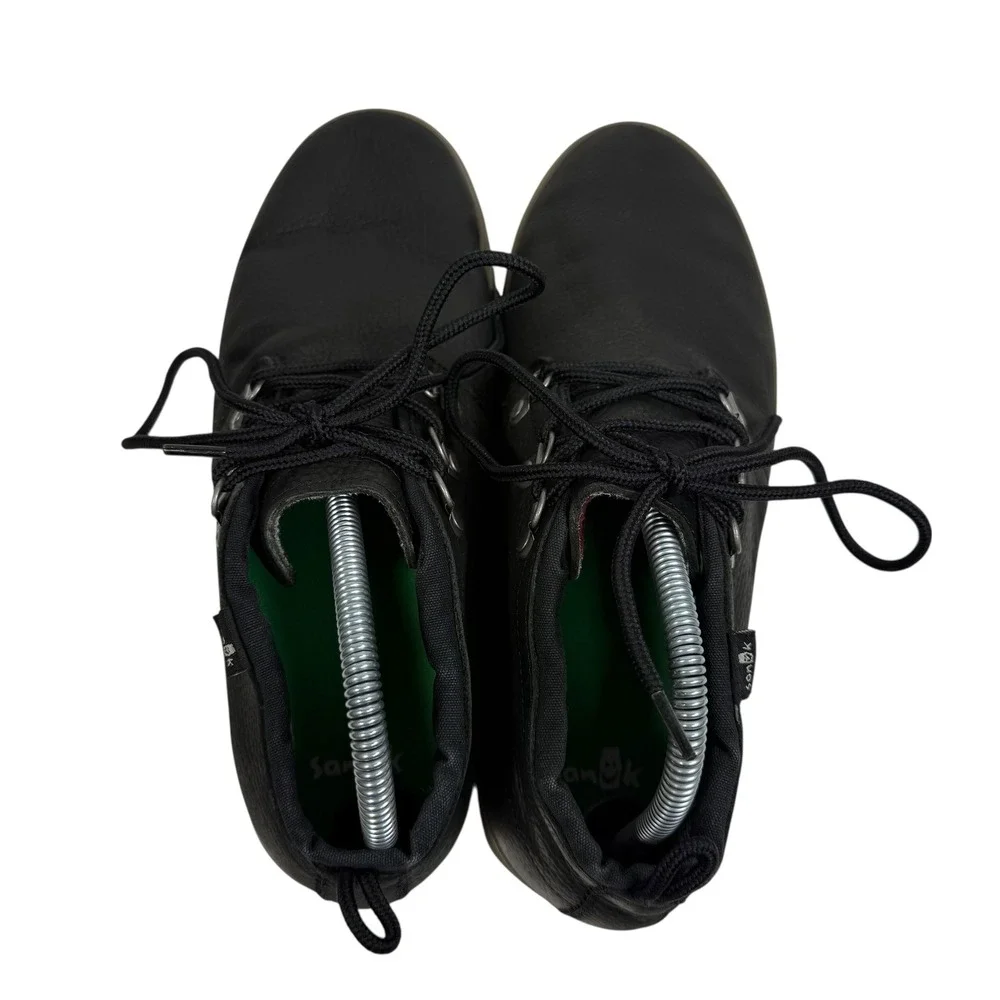 Sanuk Mens 1015883 Black Pebbled Leather Chukka‎ Boots Plaid Lined Size 9